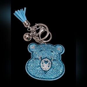 Blue Rhinestone Care Bear Bag Charm Keychain